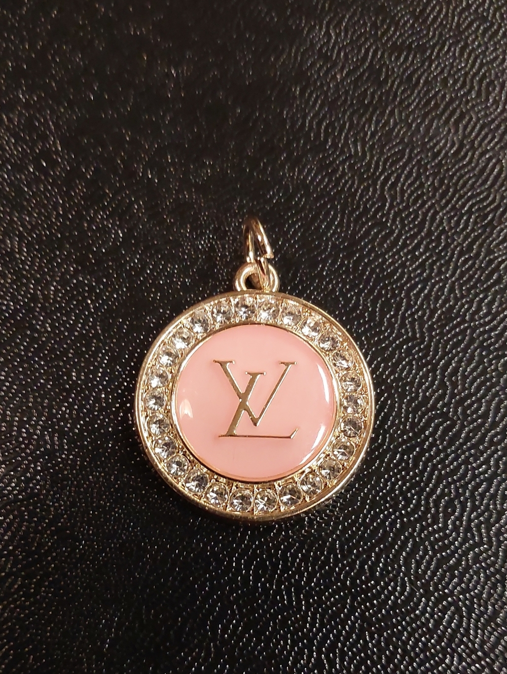 LV Pink and Gold Enamel Charm Pendant with Crystals. 1/$17 or 2/$25 Charms.
